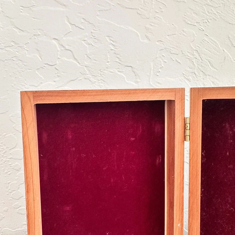 VTG Wooden Jewelry Box With Watercolor Art 